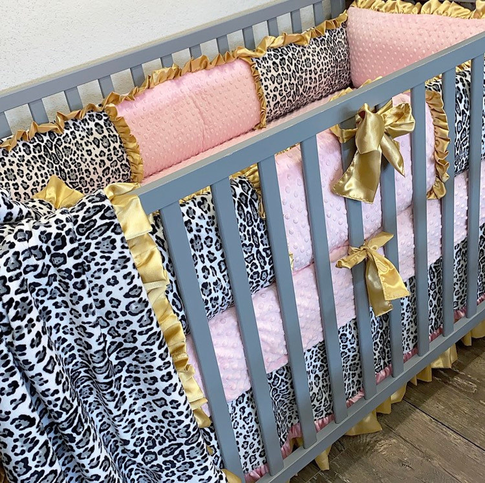 Snow leopard baby bedding. Leopard baby bedding. Leopard crib Etsy