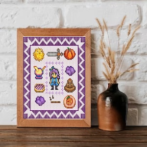 Stardew Valley Abigail Sampler - Cross Stitch Sampler - Instant Download