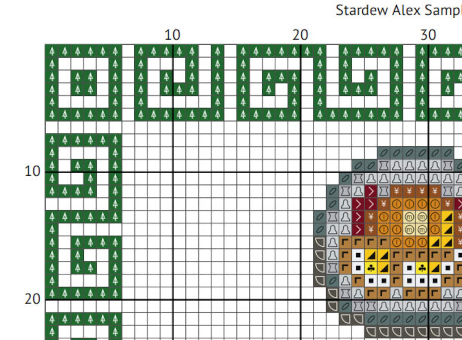 Stardew Valley Alex Sampler - Cross Stitch Sampler - Instant Download ...