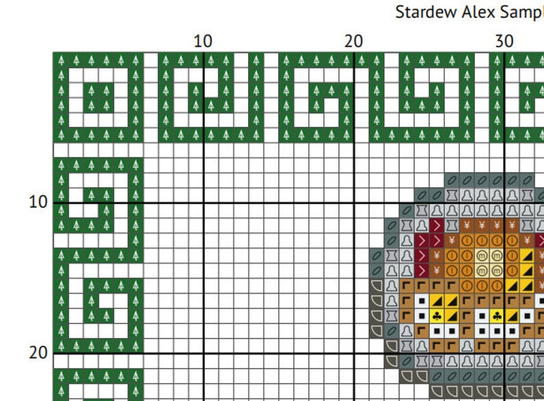 Stardew Valley Alex Sampler - Cross Stitch Sampler - Instant Download ...
