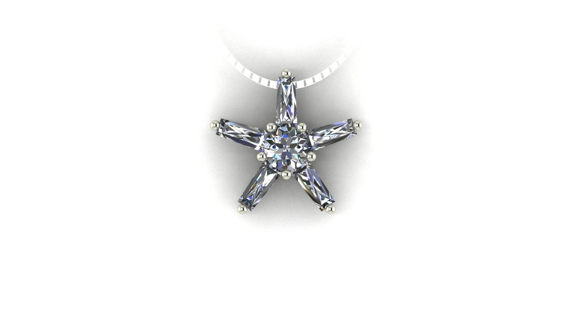14K Gold Diamond Star Pendant With Delicate White Gold Box Chain