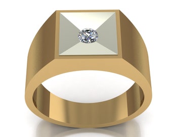 Men's Single Stone Diamond Ring MRC109 - Etsy
