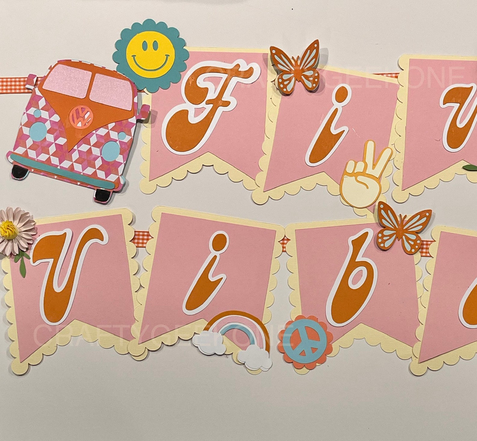 Five is a Vibe Birthday Banner Birthday Vibes Banner Retro | Etsy Australia