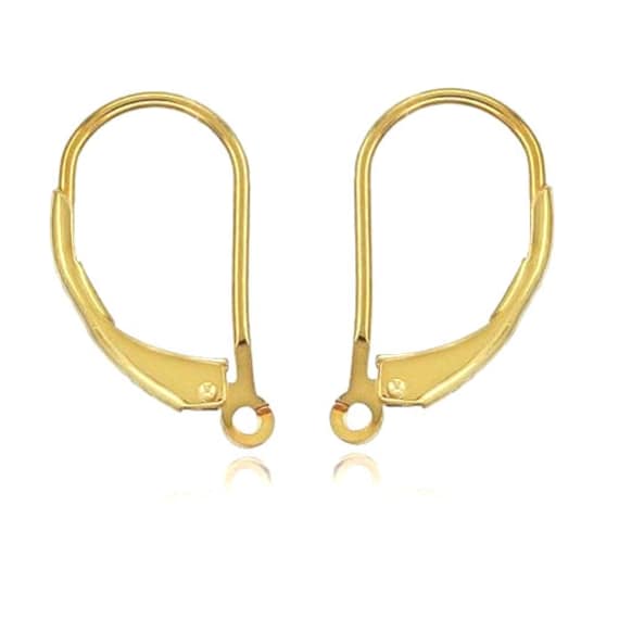 14K Gold Plain Lever Back Wire with Closed Ring