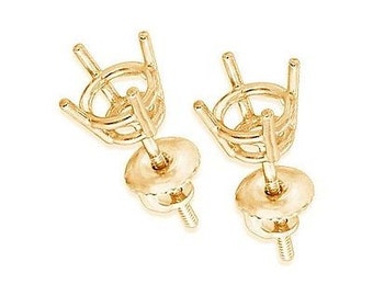 18K Gold Screw Back Basket Stud Earrings Setting