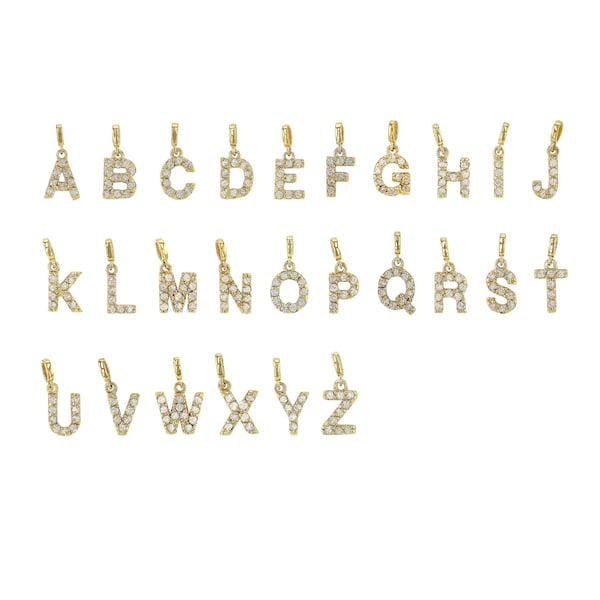 Mini Diamond Initial Charm in 14K Gold, Mini Diamond Charm, Mini Diamond Letter