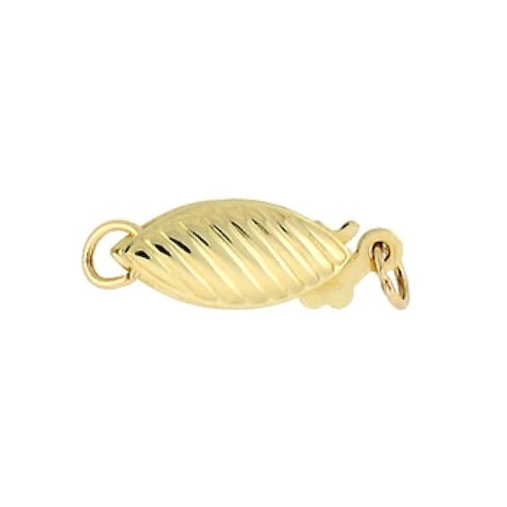 14K Gold Fish Hook Clasp with Slanted Stripe Pattern