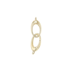 May include: Gold-toned oval-shaped clasp with a spring-loaded closure. The clasp is designed to connect two pieces of jewelry together.