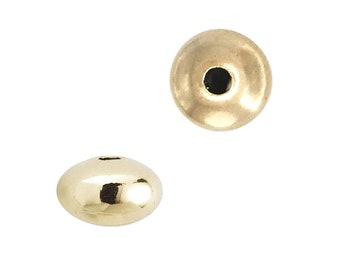 2Pcs 14K Yellow Gold Smooth Rounded Saucer Beads