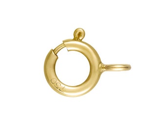 18K Yellow Gold Spring Ring Clasp with Open Ring For Necklace or Bracelet