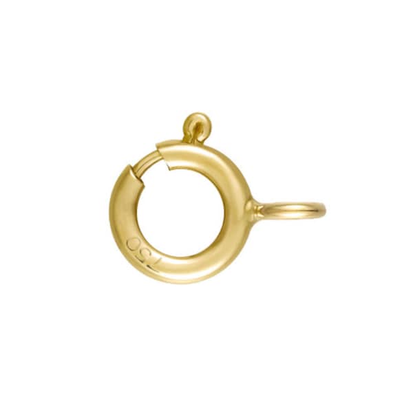 18K Yellow Gold Spring Ring Clasp with Open Ring For Necklace or Bracelet