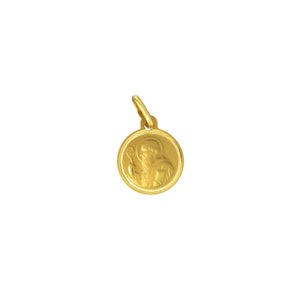 14K Gold Yellow St Benedict Protector Pendant with Ring