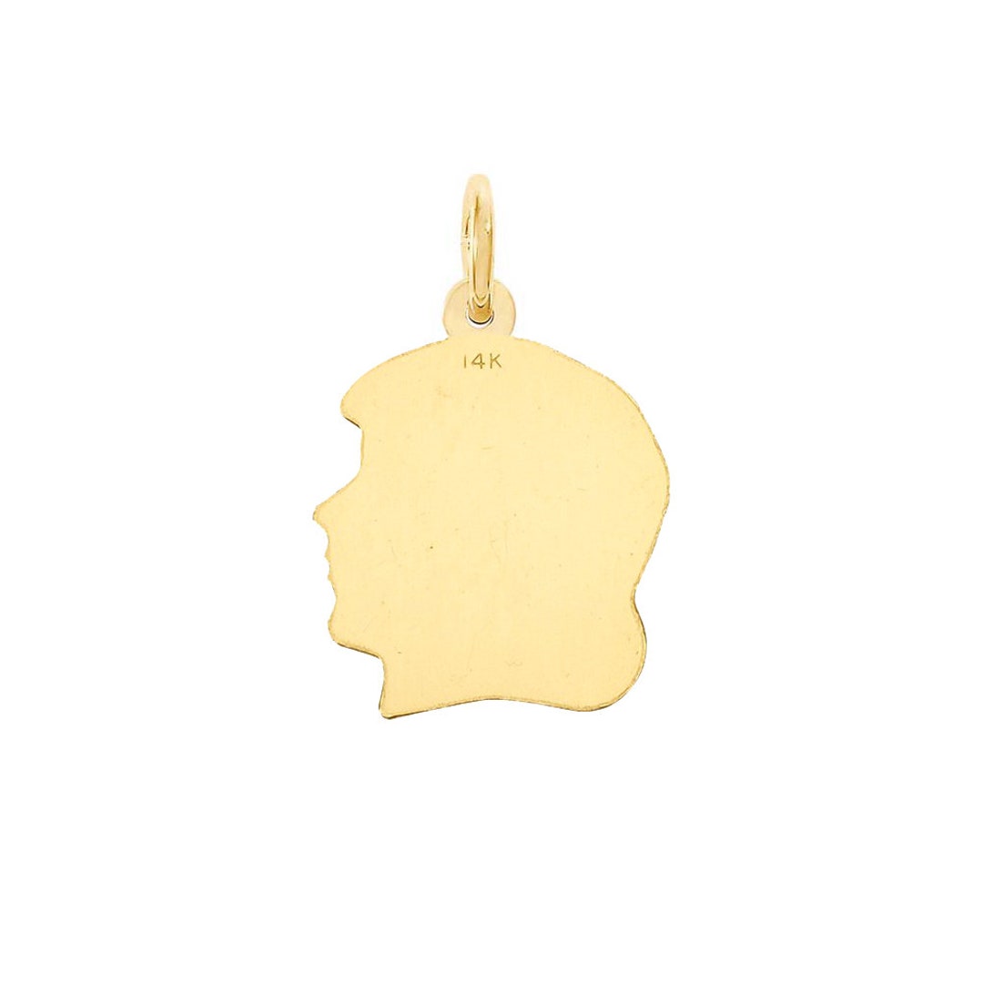 Girl Head Charm 14K Yellow Gold for Necklace / 14K Gold Girl Head Charm