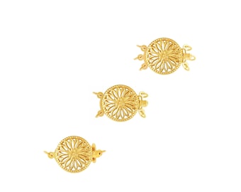 Filigree Round Safety Clasps 14 Karat Yellow / White Gold