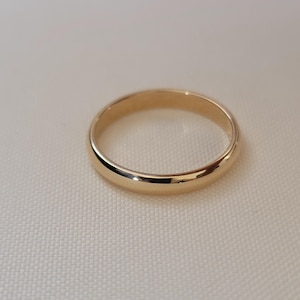 3mm 14k Yellow Gold Wedding Band/Comfort Fit/Classic Dome/Men&#39;s and Women&#39;s Wedding Ring