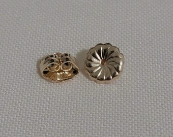 7mm 14K Solid Gold Large Safety Replacement Earring Backs, Friction Backs, Push Backs, Butterfly Backs