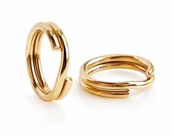 2Pcs 14K Yellow Gold Split jump Ring Charm pendant bail Connector