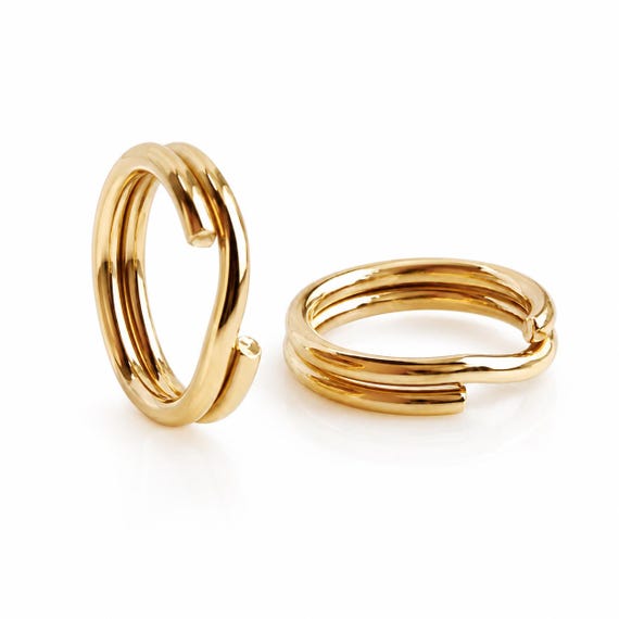 2Pcs 14K Yellow Gold Split jump Ring Charm pendant bail Connector