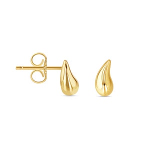 14 Karat Yellow Tear Drop Stud Earrings / 14K Yellow Gold Stud Earrings ...