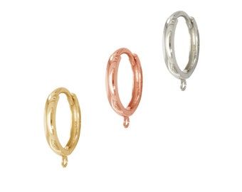 Plain Huggie Hoop Earrings With Open Ring 14K Gold