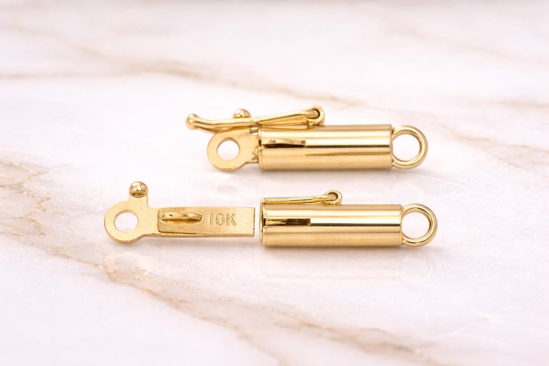 GOLD PFEIL ターンロック アクセサリーポーチ ゴールド金具 2510 10K Gold Barrel Clasp With Safety Catch for Jewelry Making - Etsy