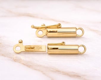 14K Yellow Gold Internal Cord in or Chain in Barrel Clasp W End
