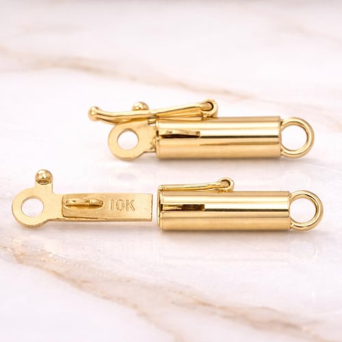 GOLD PFEIL ターンロック アクセサリーポーチ ゴールド金具 2510 10K Gold Barrel Clasp With Safety Catch for Jewelry Making - Etsy