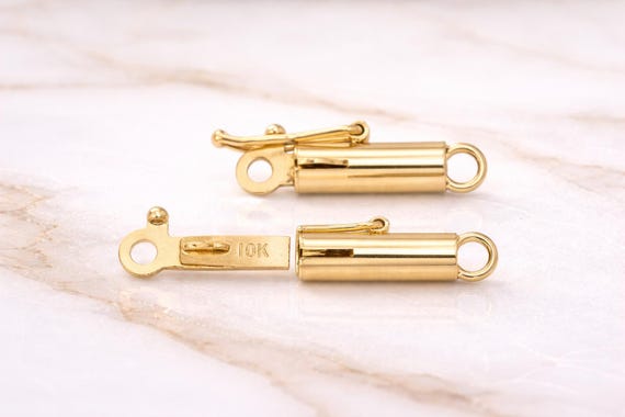 10K Gold Barrel Clasp With Safety Catch for Jewelry Making - Etsy
