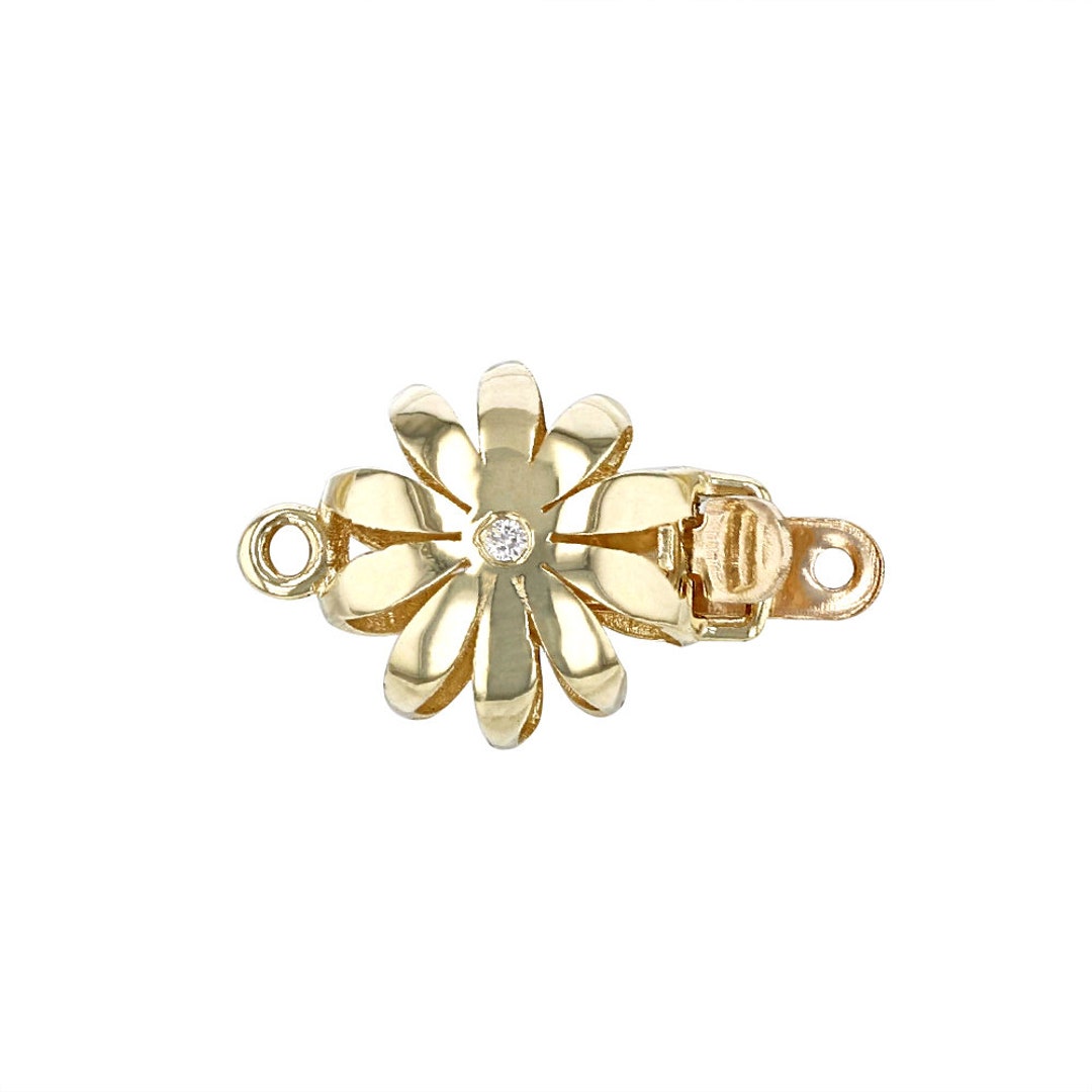 Diamond Flower Clasp 14K Gold Bracelet Clasp Necklace Clasp Etsy