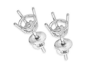 Screw Back Basket Stud Earrings Setting 14K Gold