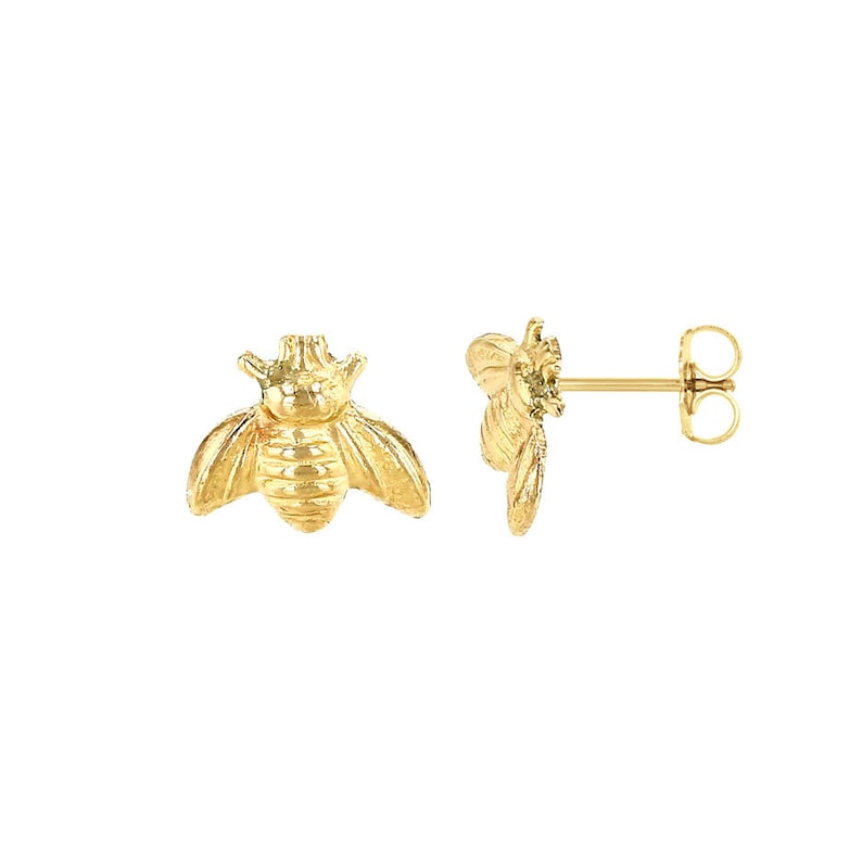 Bee Stud Earring 14K Yellow Gold / 14K Yellow Gold Stud - Etsy