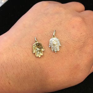 14K Gold Hamsa Diamond Charm Pendant, 0.08 CTW image 2