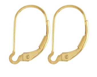 Solid 14K Yellow Gold Interchangeable Lever Back Earring