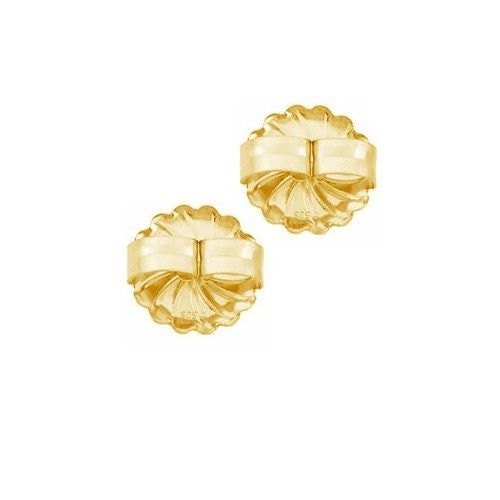 Two Earring Back Replacements |14K Solid Yellow Gold | Threaded Push  on-Screw off |Quality Die Struck | Post Size .032 | 2 Backs