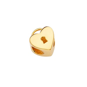 Heart Lock Slider for Mix and Match 14K Yellow Gold