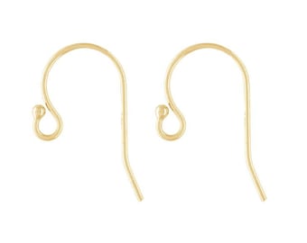 1 Pair 1.3mm Ball Tip Ear Wire Earring 14 Karat Gold