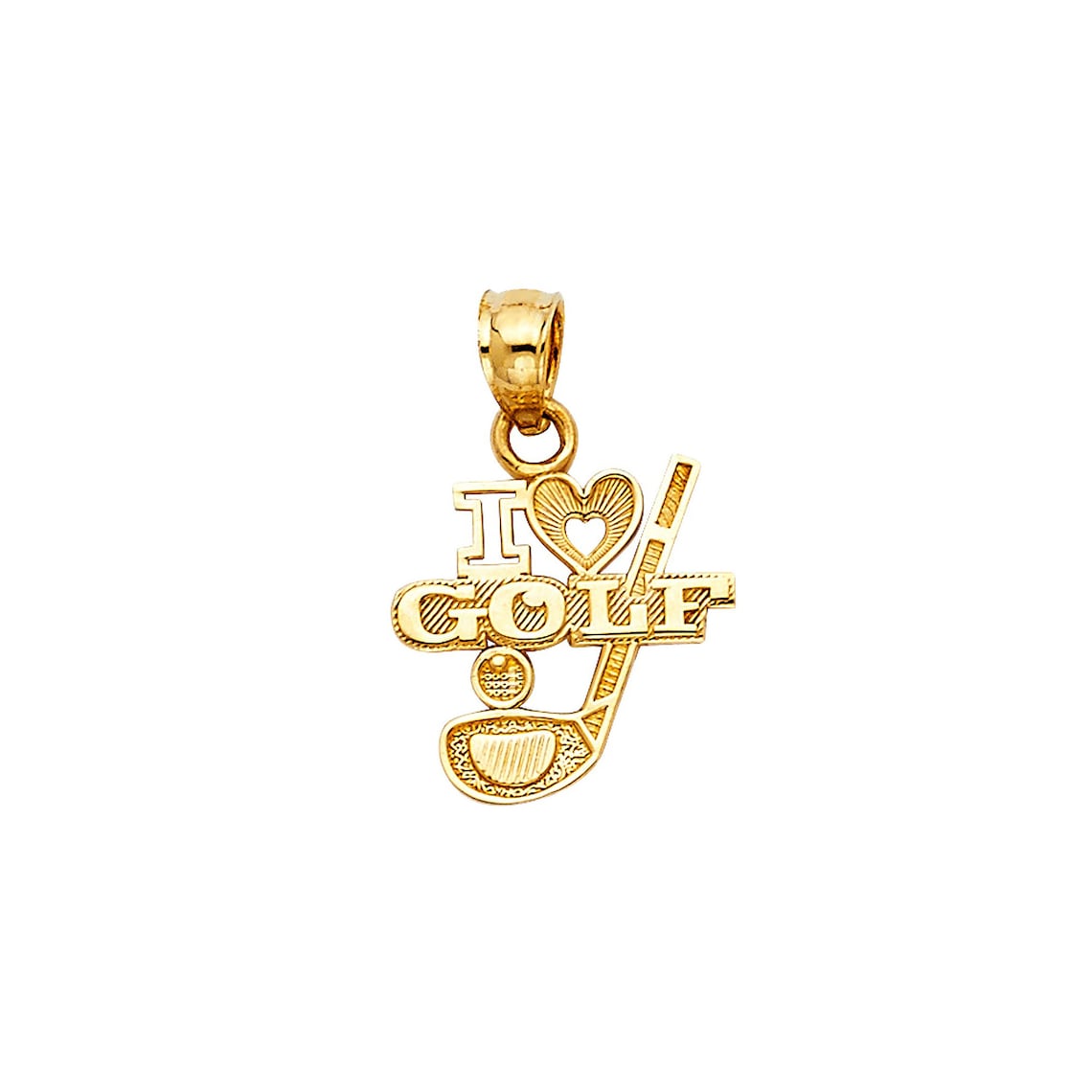 14K Gold Golf Charm / Pendant for Necklace Etsy