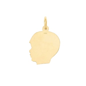 Boy Head Charm 14K oro amarillo para Necklace / 14K Gold Boy Head Charm Bracelet / Boy Head Profile Charm Necklace