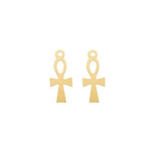 2pcs corto Cross Charm 14 Quilates Solid Gold