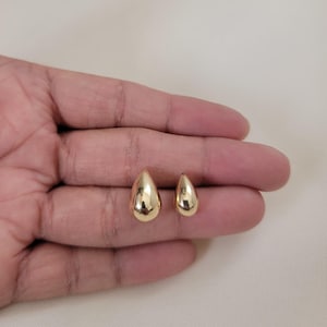14K Gold Teardrop Earrings, Hollow Teardrop Earrings 14K Yellow Gold
