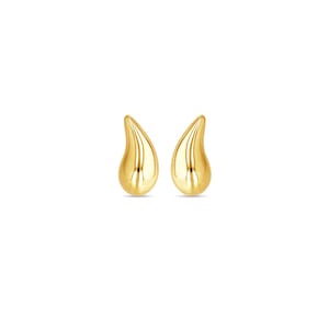 14 Karat Yellow Tear Drop Stud Earrings / 14K yellow gold stud earrings