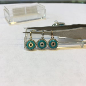 Diamond Turquoise Evil Eye Charm 14K Gold, Diamond Charm, Evil Eye Diamond Charm, Necklace Diamond Charm