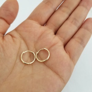 18K Yellow Gold Plain Huggie Hoop Earrings, Hoop Earring 18K Solid Gold