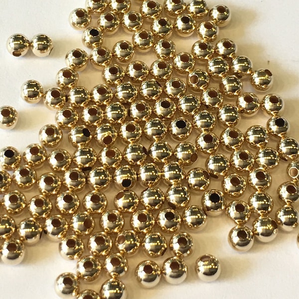 Perles rondes en or jaune 10 carats : 2 mm, 2,5 mm, 3 mm, 4 mm (lot de 20 pièces)