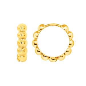 Bead Huggie Hoop Ohrringe 14K Gelbgold