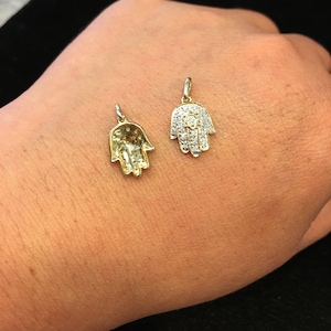 14K Gold Hamsa Diamond Charm Pendant, 0.08 CTW image 1