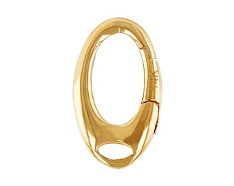 Polished Oval Push Clasp 14K Solid Yellow Gold