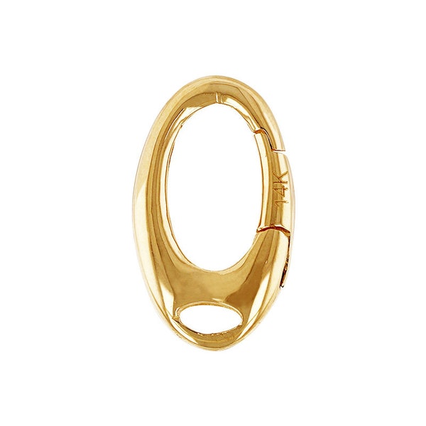 Polished Oval Push Clasp 14K Solid Yellow Gold