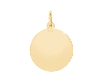 14K del encanto del disco Collar de Oro Sólido