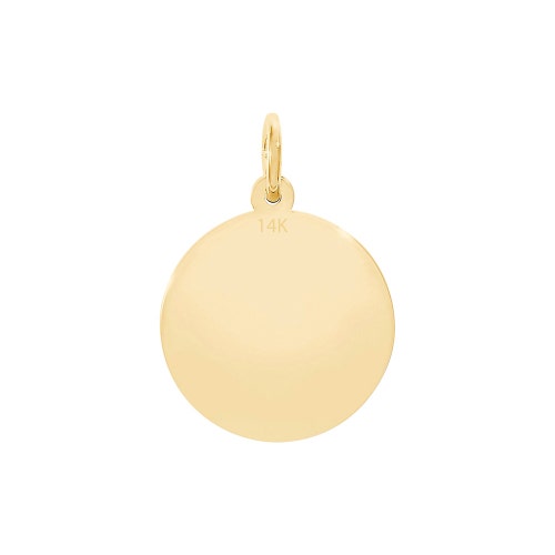 Solid Gold Pendant Disc Charm 14K Gold Initial Charm Etsy